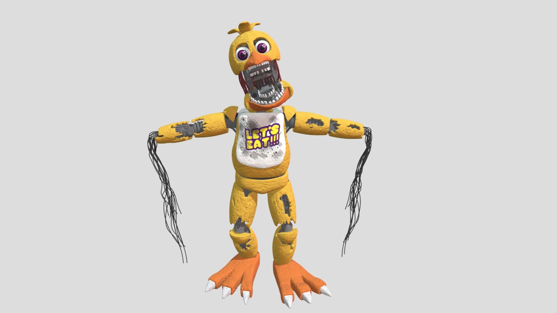 Fnaf Hw Withered Chica - Download Free 3D model by skylajade69  (@skylajade69) [97271e0]