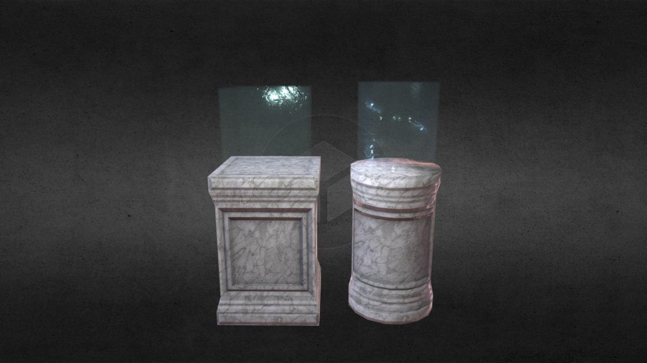 3D model Game Ready Museum Pedestals - This is a 3D model of the Game Ready Museum Pedestals. The 3D model is about a couple of candles.