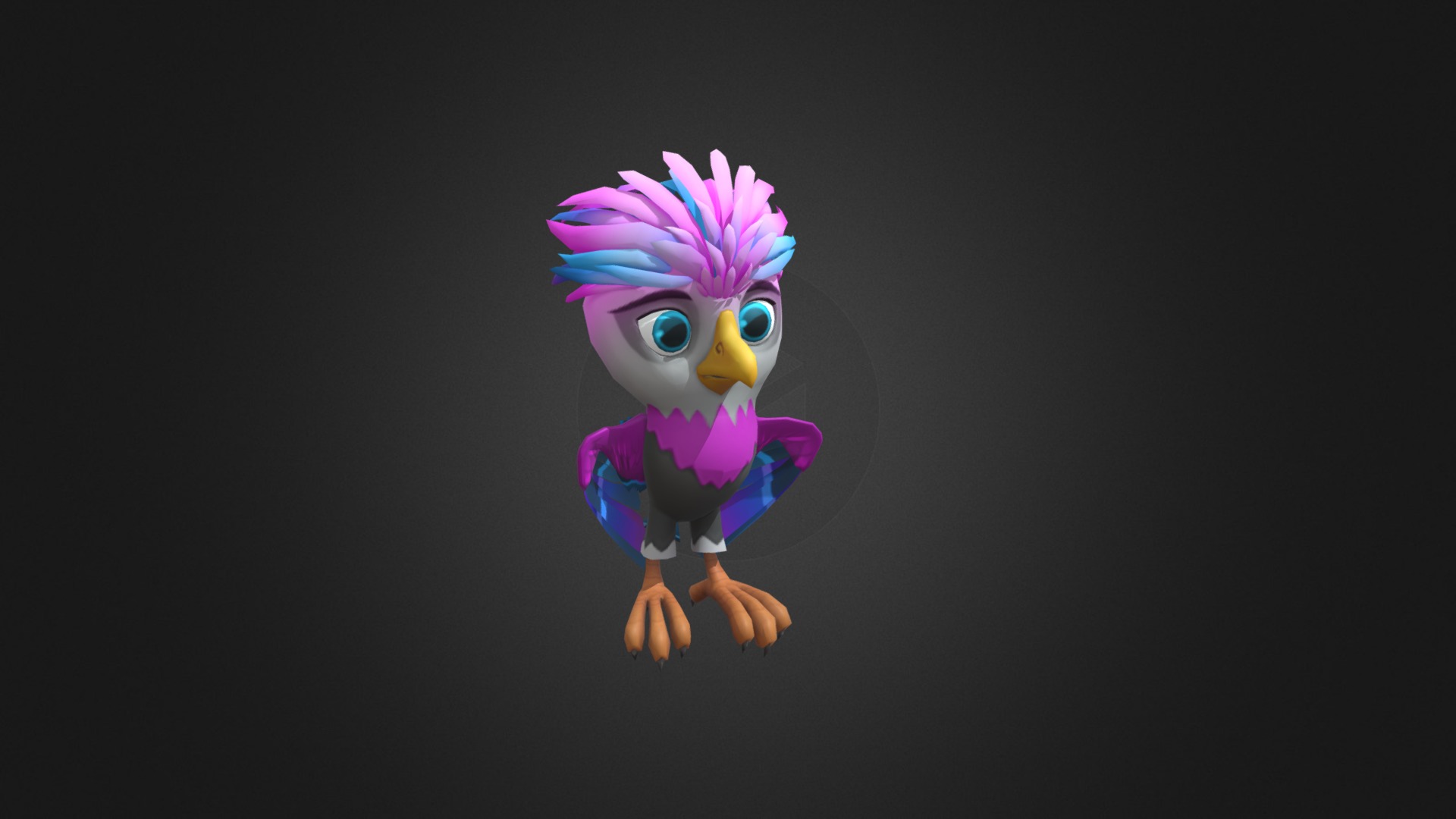 3D model Bird animated character - This is a 3D model of the Bird animated character. The 3D model is about a toy figurine on a black background.