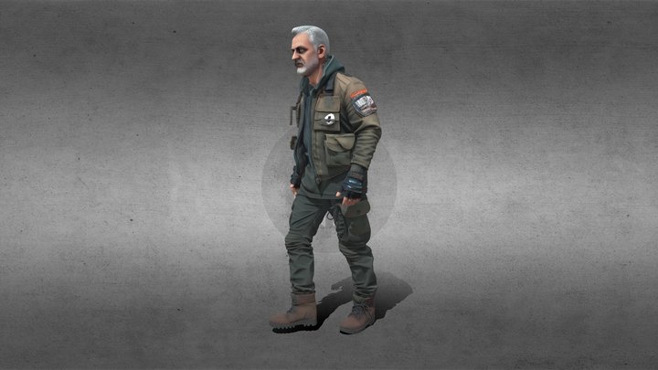 cyberpunk street medic, calm middle aged man,