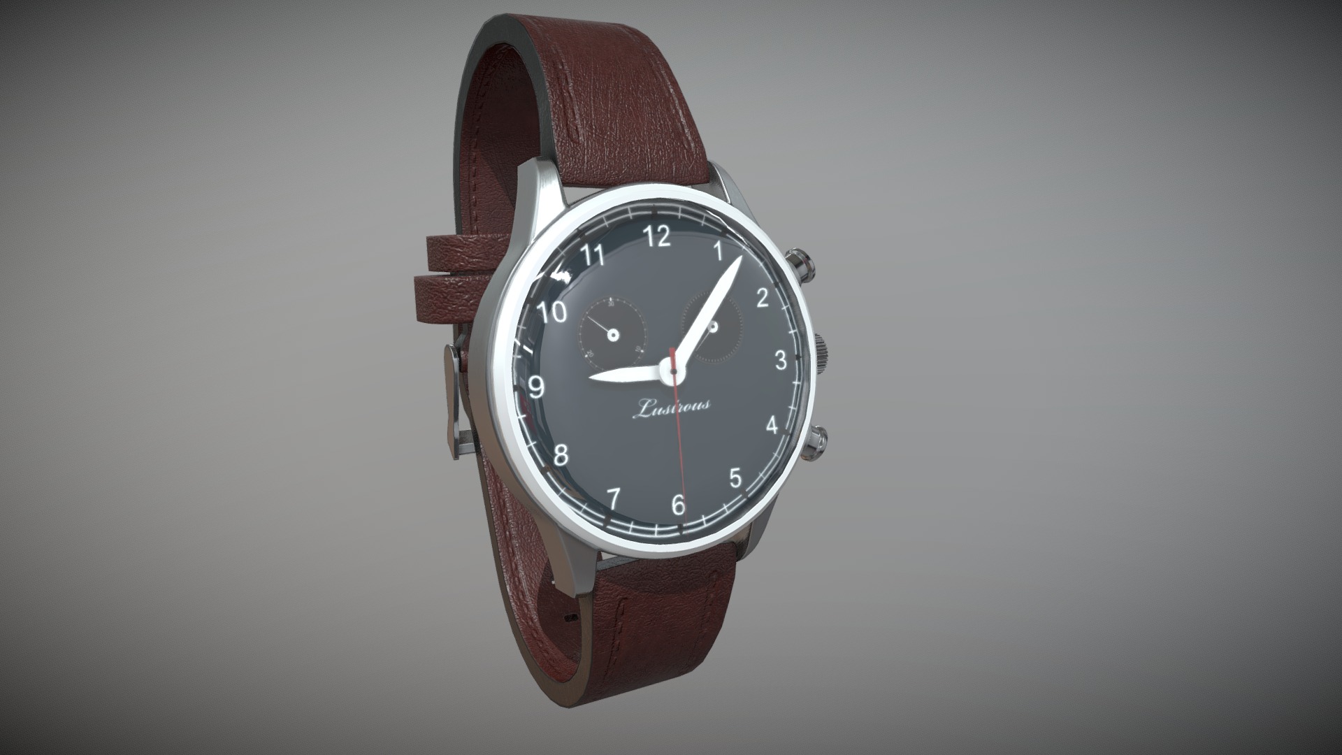3D model Watch - This is a 3D model of the Watch. The 3D model is about a silver and red wrist watch.
