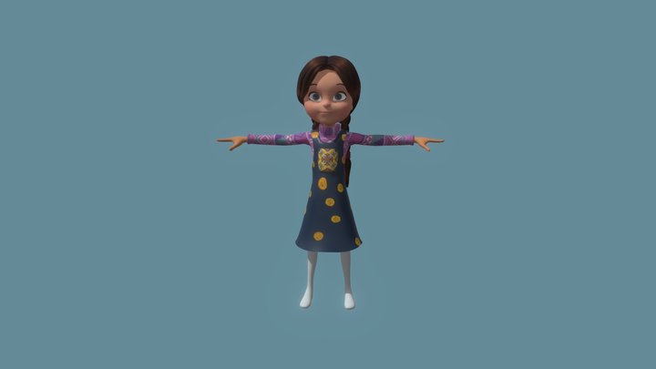 Toon Girl Character 3D Model