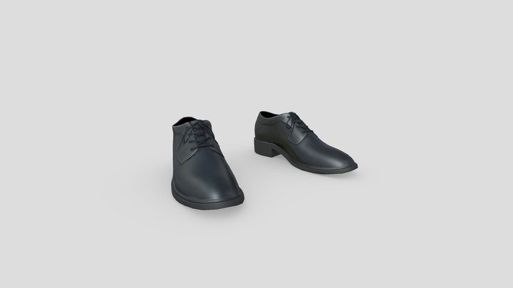Men's Classic Black Lace Up Formal Shoes 3D Model