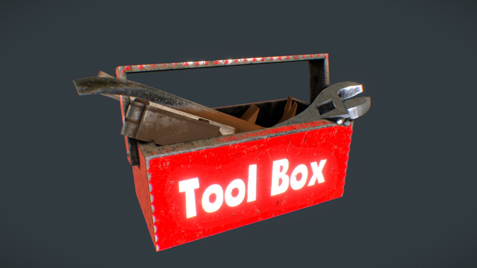 3D model ToolBox - This is a 3D model of the ToolBox. The 3D model is about a stop sign with a hammer on top.
