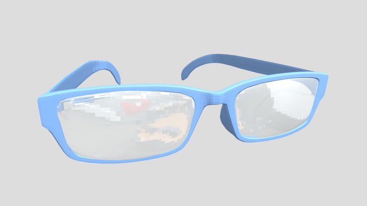 Blue Frame Glasses Game Ready Eyewear 3D Model