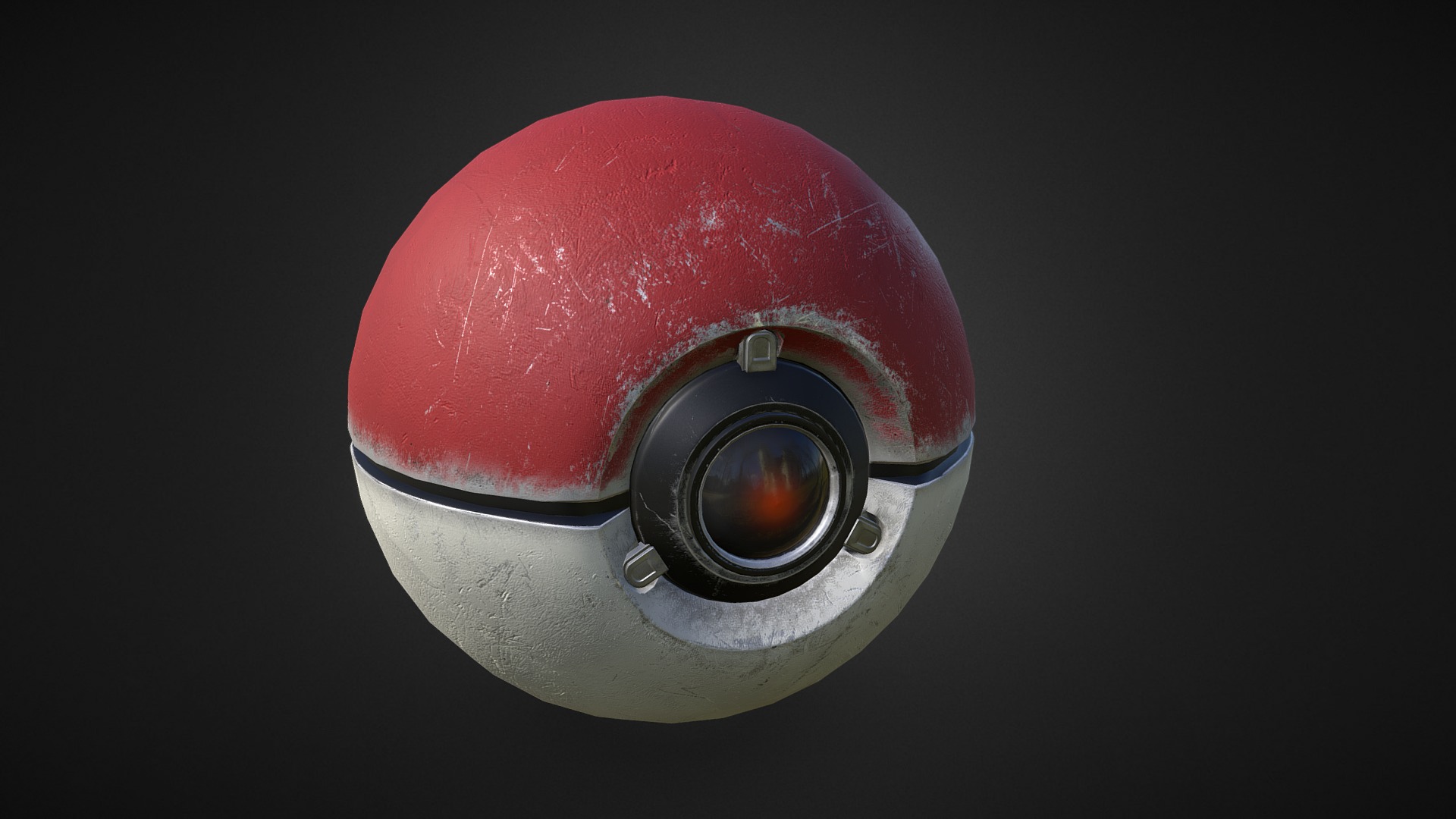 3D model PBR Pokeball - This is a 3D model of the PBR Pokeball. The 3D model is about a red and white circular object.