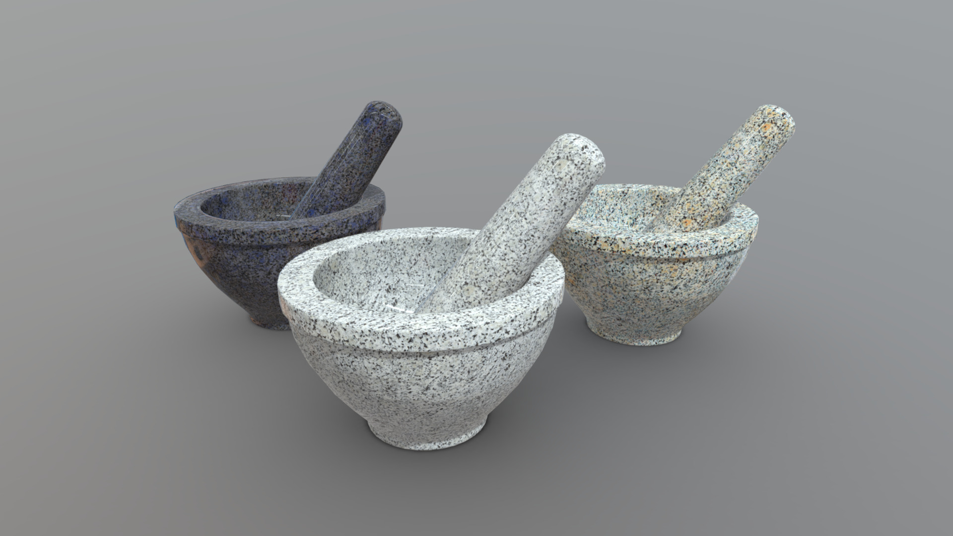 3D model Mortar And Pestle - This is a 3D model of the Mortar And Pestle. The 3D model is about a group of pottery pots.