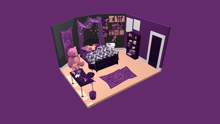 Purple Bedroom 3D Model