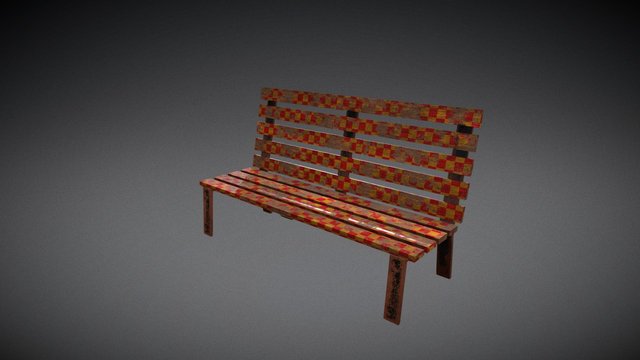 Grungy Carnival Bench 3D Model