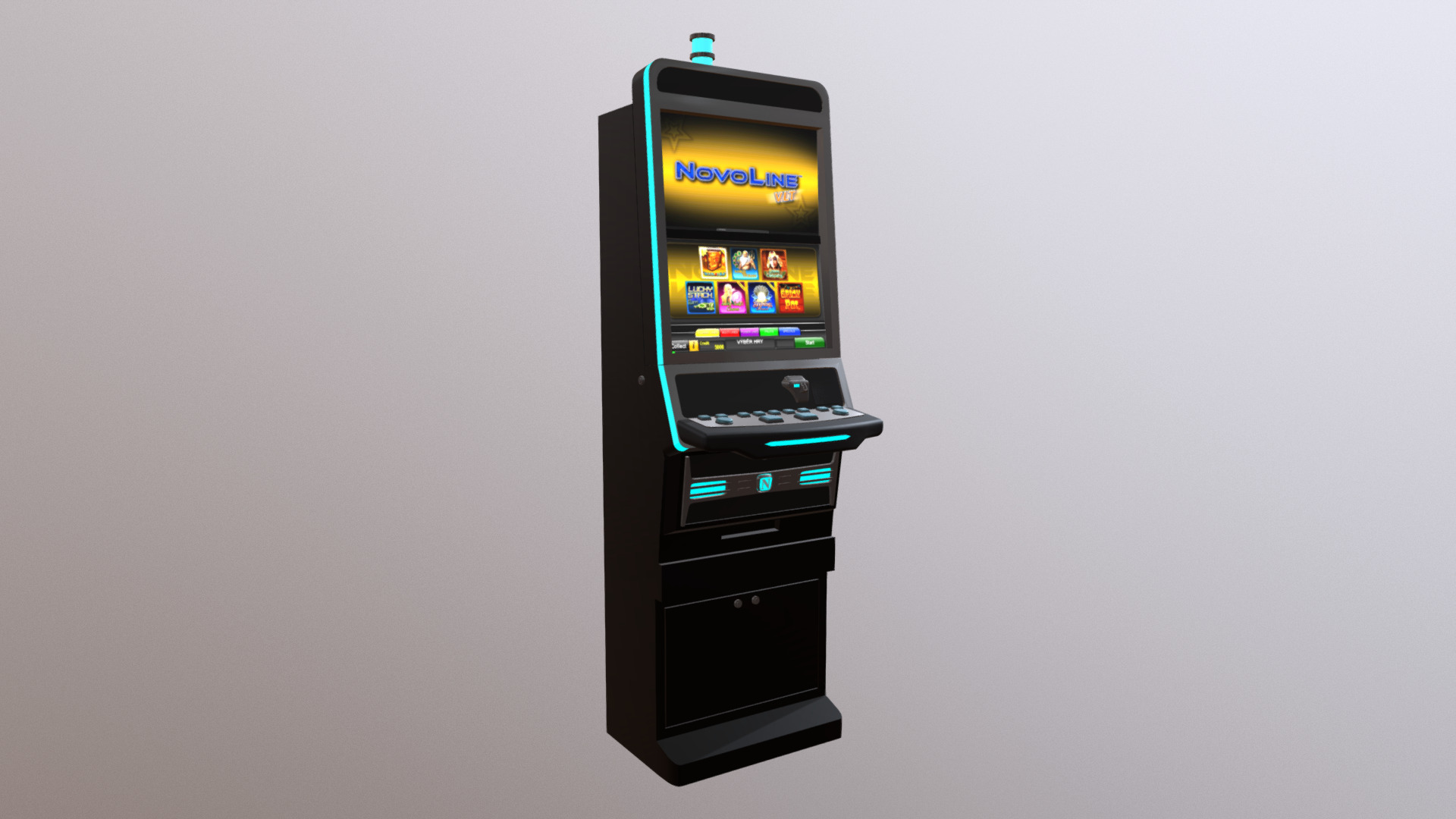 3D model Slot Machine 1 - This is a 3D model of the Slot Machine 1. The 3D model is about a black and silver electronic device.