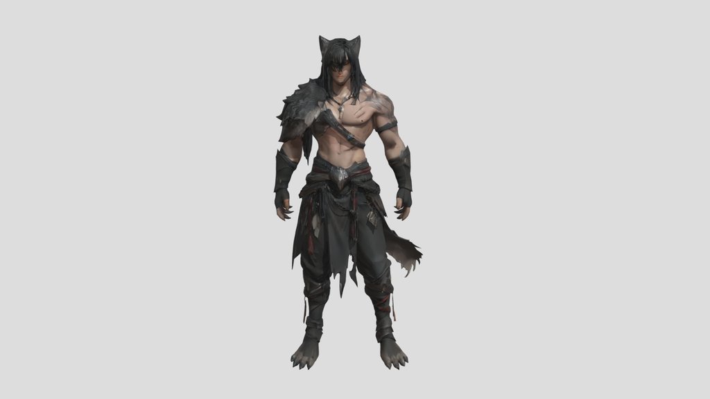 Fantasy wolf - eared warrior