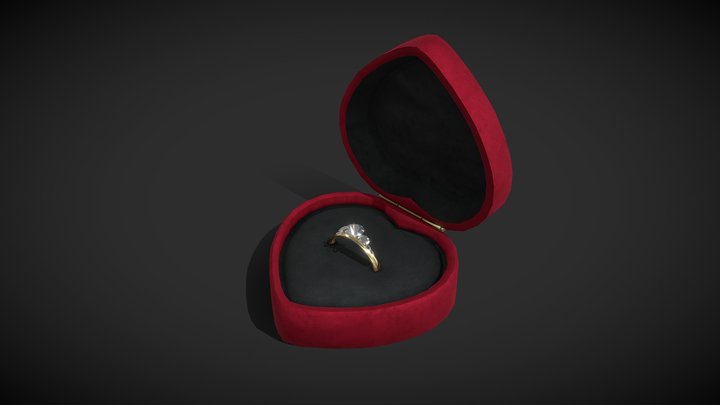 Engagement Ring Box with Ring - low poly 3D Model