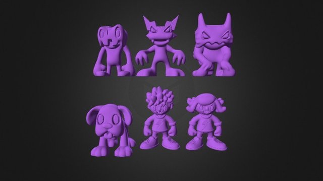 Energy Monsters - Game Pieces Set 3D Model
