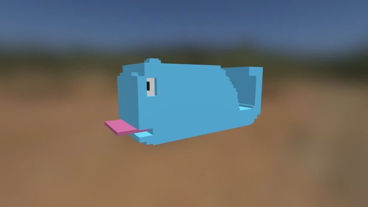 Voxel Whale 3D Model