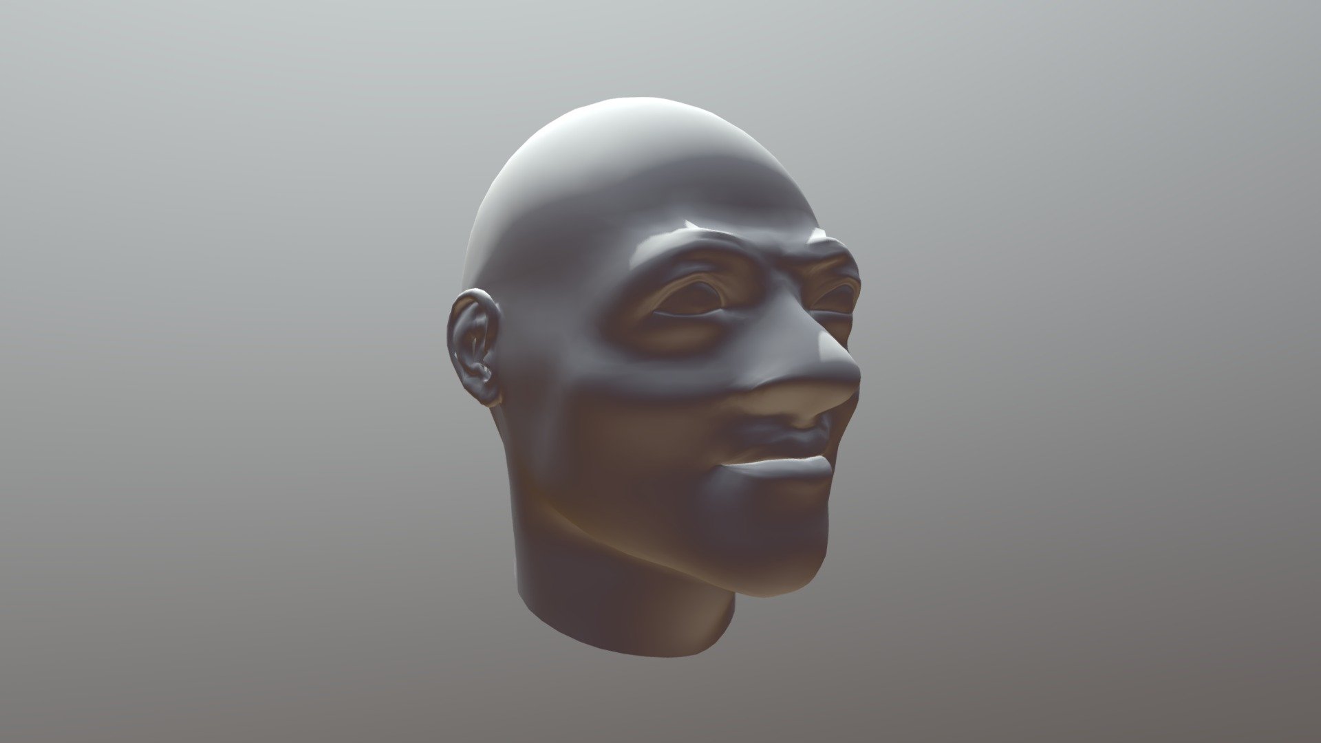 lowpoly scalp with outsized facial front part
