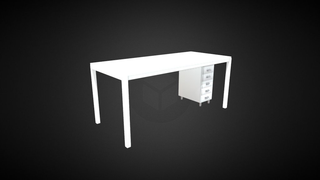 White Desk with Drawers