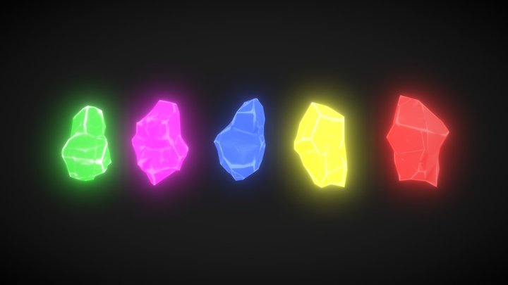 Stylized crystal gems asset pack 3D Model