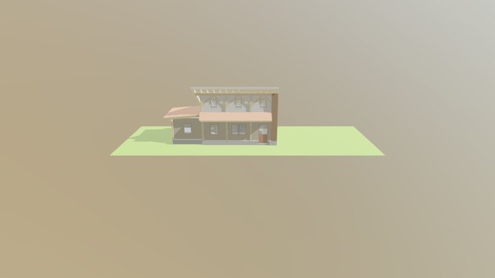 Timber Frame Straw Bale House 3D Model