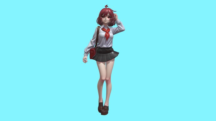 Anime School Girl 3D Model
