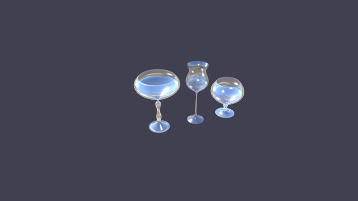 Wine glass set 3D Model