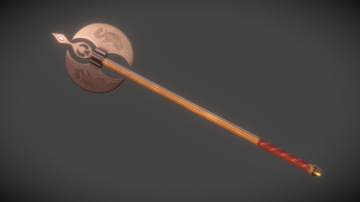 Viking Double-Bladed Axe 3D Model