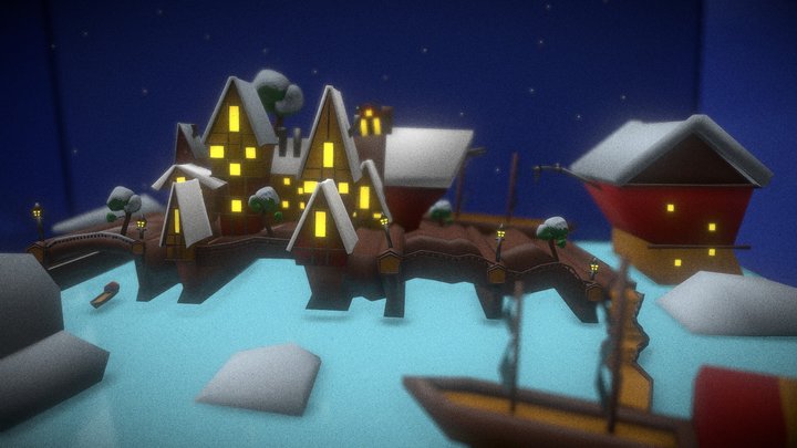 Plastic christmas town made by mi primillo chico 3D Model