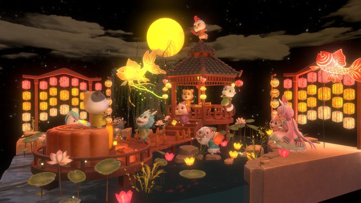 Mid-Autumn Festival Party 3D Model