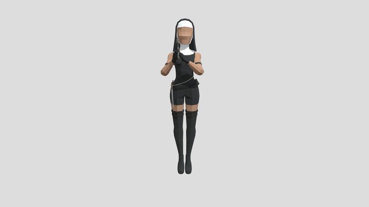 Low poly nun 3D Model