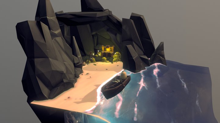 Pirates Treasure on the beach 3D Model