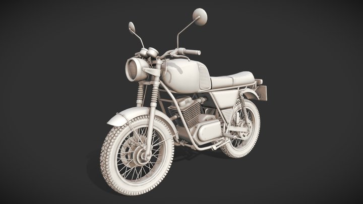 125cc Old Style Motorcycle 3D Model