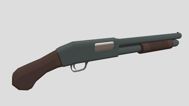 Low-poly sawed-off AT12 Shotgun 3D Model