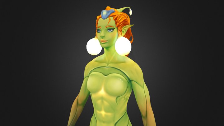 Handpainted Green-ish Female 3D Model