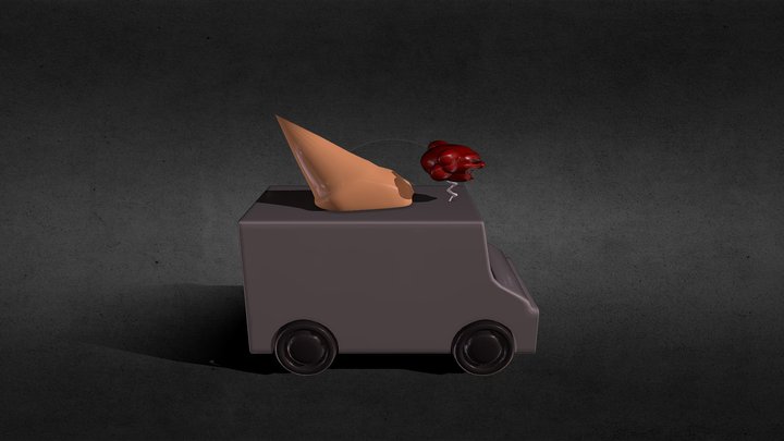 Ice Cream Truck Basic Texturing 3D Model