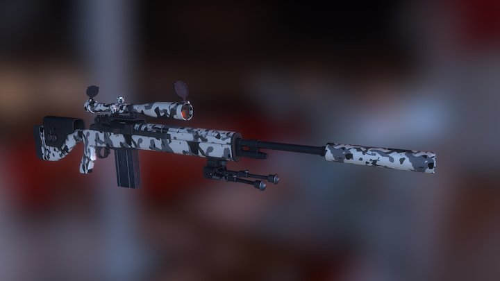 M14 DMR (Snow camo) 3D Model