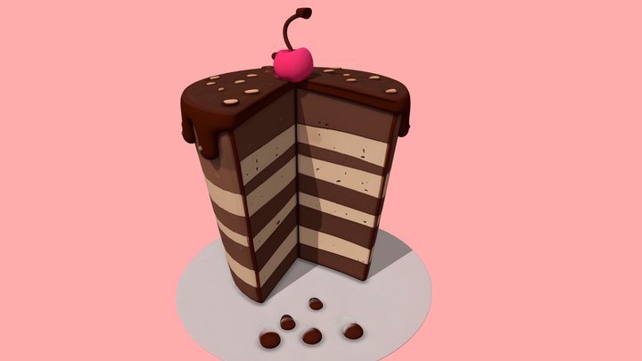 Low Poly Chocolate Cake – Stylized Dessert Asset