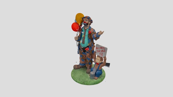 Clown Sculpture High Detail 3D Model