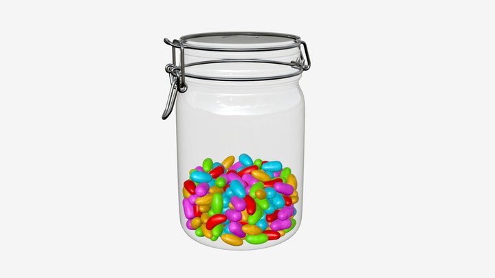Jar with jelly beans 01 3D Model
