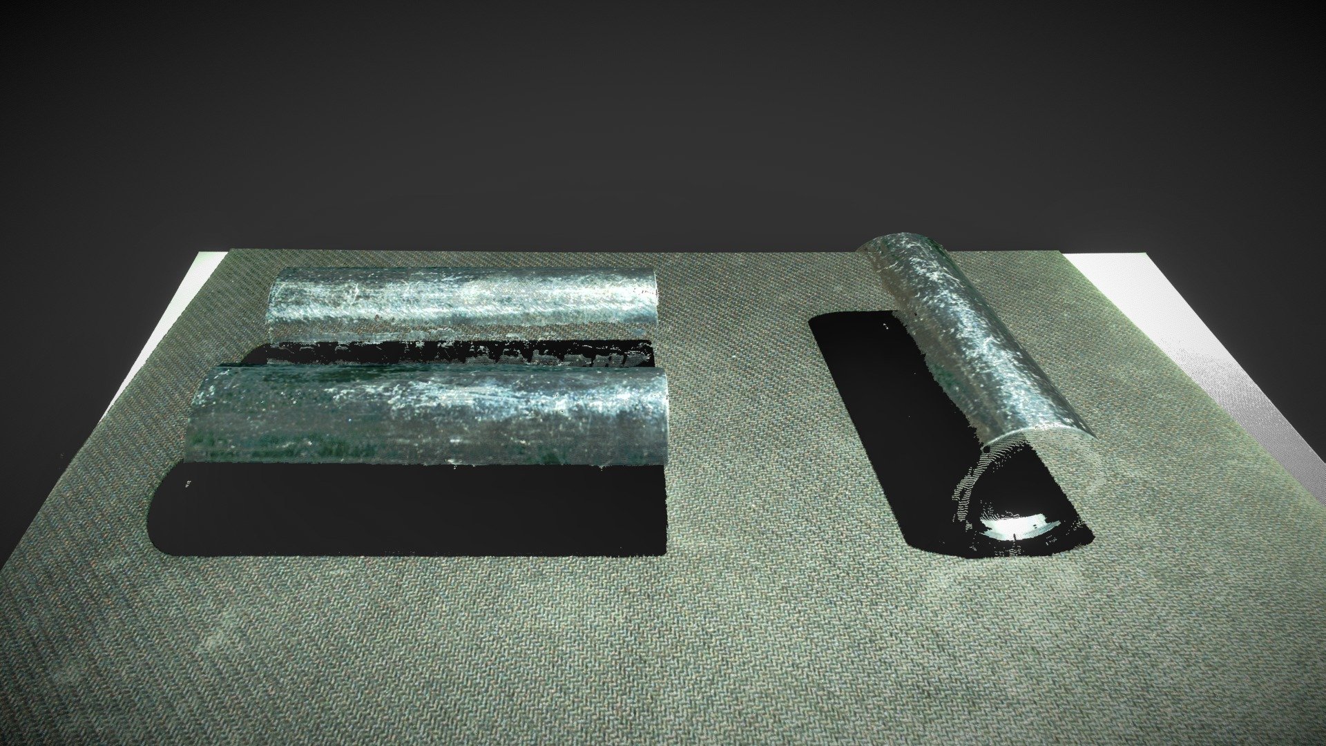 Shiny aluminum cylinders