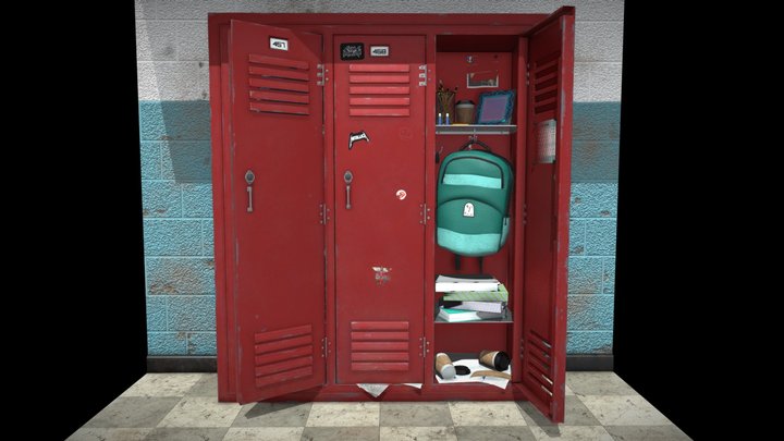 Worn School Lockers 3D Model