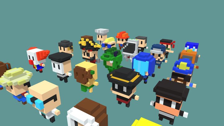 25 Voxel Chars 3D Model