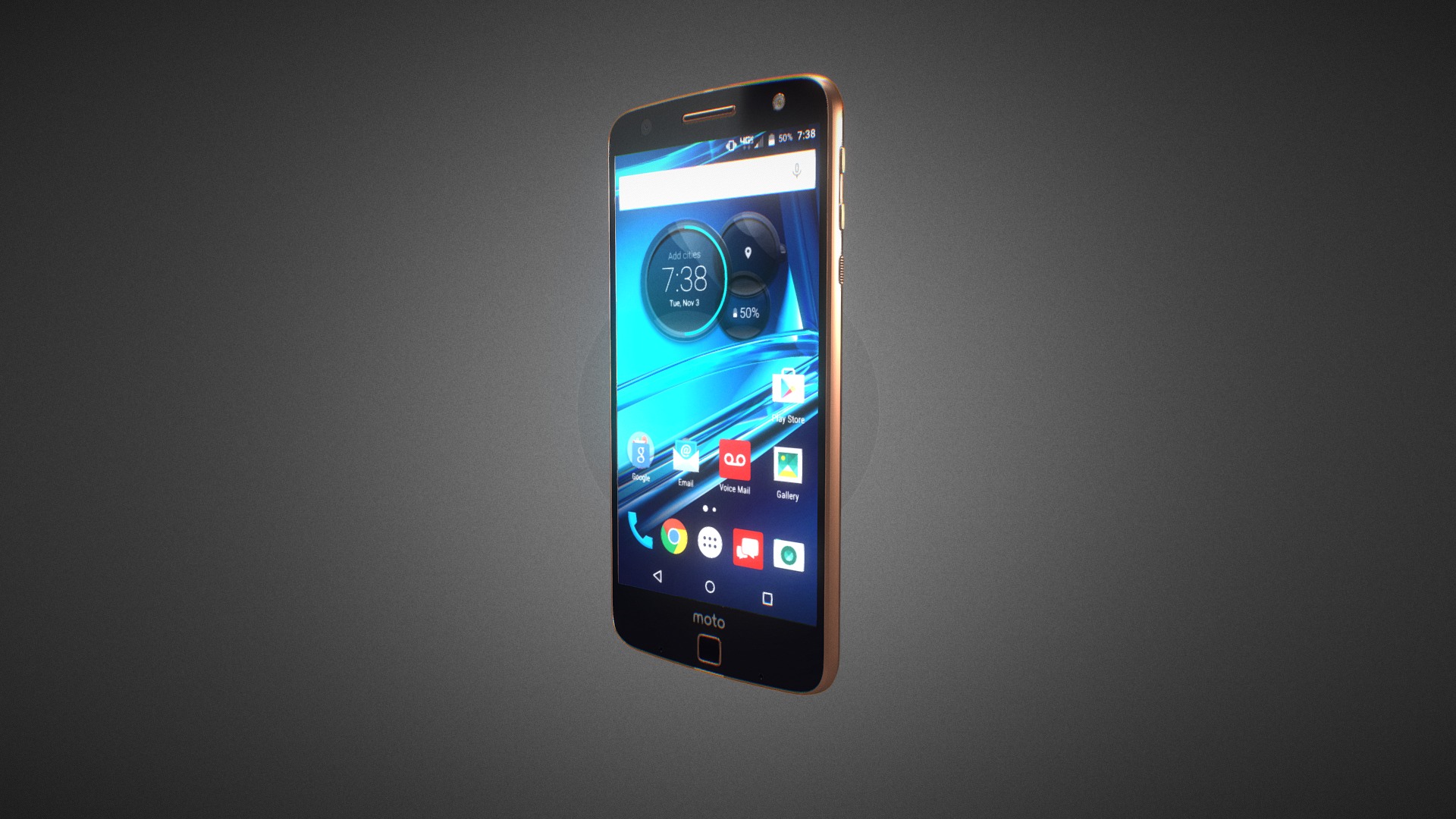 3D model Moto Z Force Droid Edition  for Element 3D - This is a 3D model of the Moto Z Force Droid Edition  for Element 3D. The 3D model is about a cell phone with a blue screen.