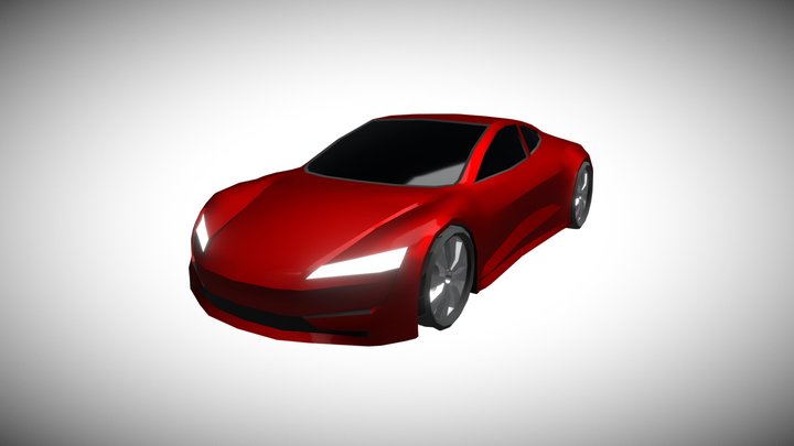 Low Poly Tesla Roadster 3D Model
