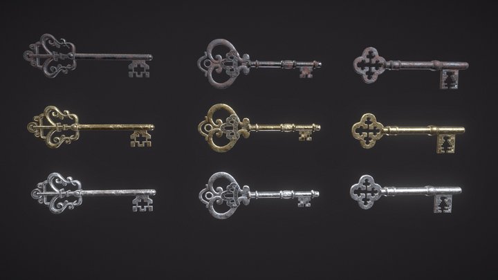 Medieval Skeleton Keys Pack 3D Model