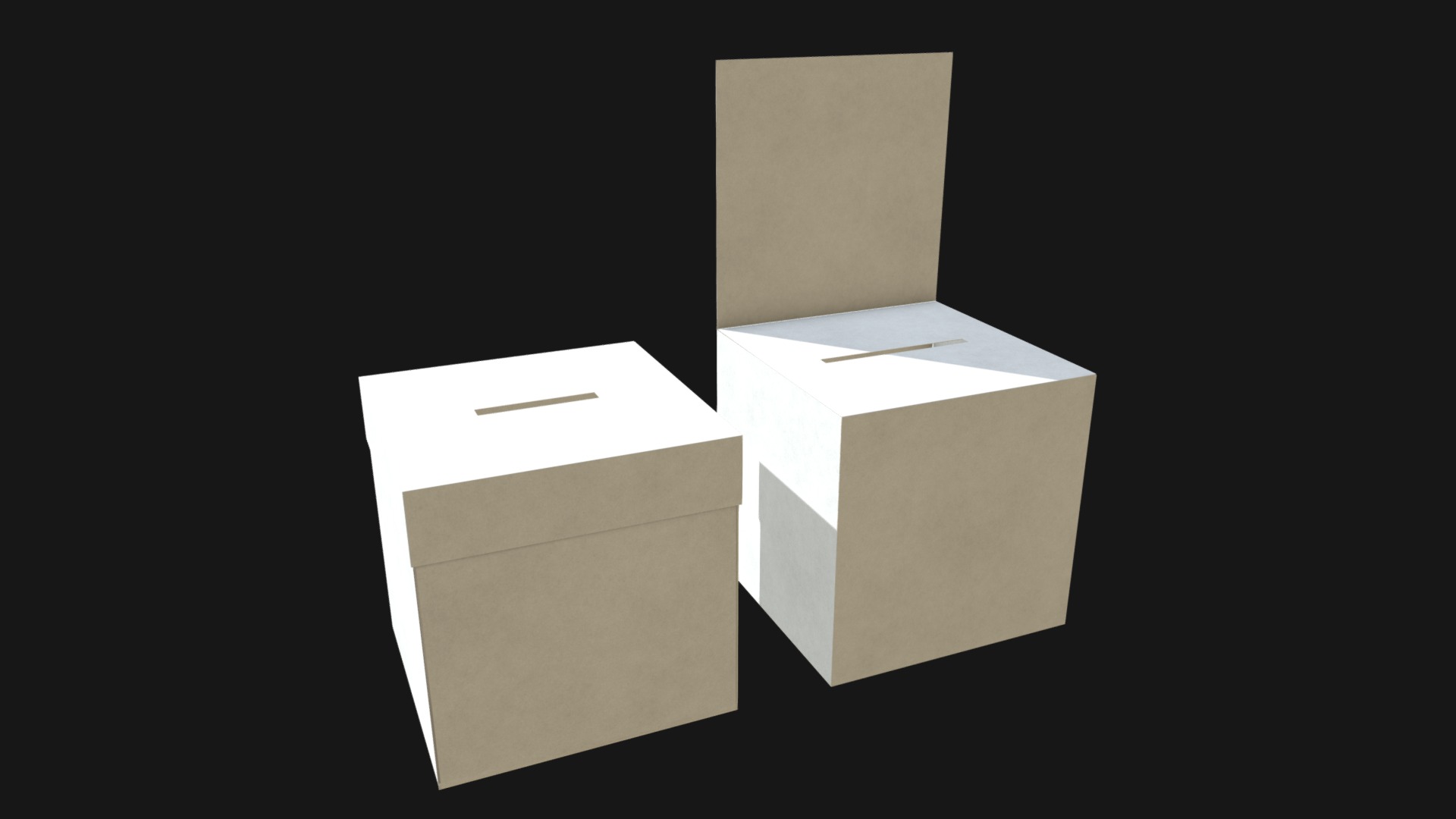 3D model Ballot boxes - This is a 3D model of the Ballot boxes. The 3D model is about a group of white boxes.