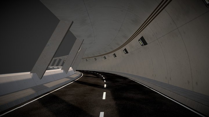 Curved Tunnel 3D Model