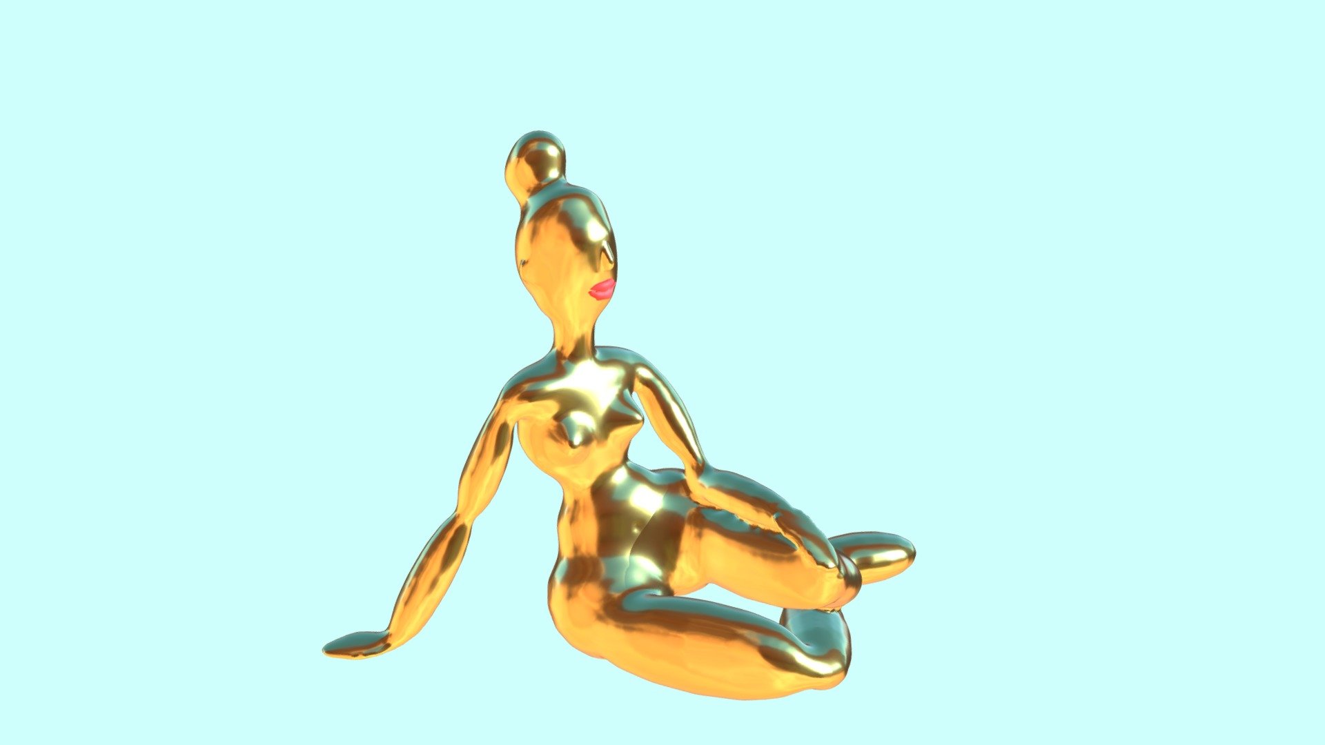 Woman sculpture sitting nude "La femme dorée" — Sketchfab embed 3D viewer