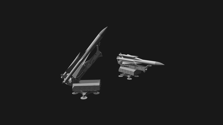 S-200 Wega Rakete auf Startrampe 3D Model