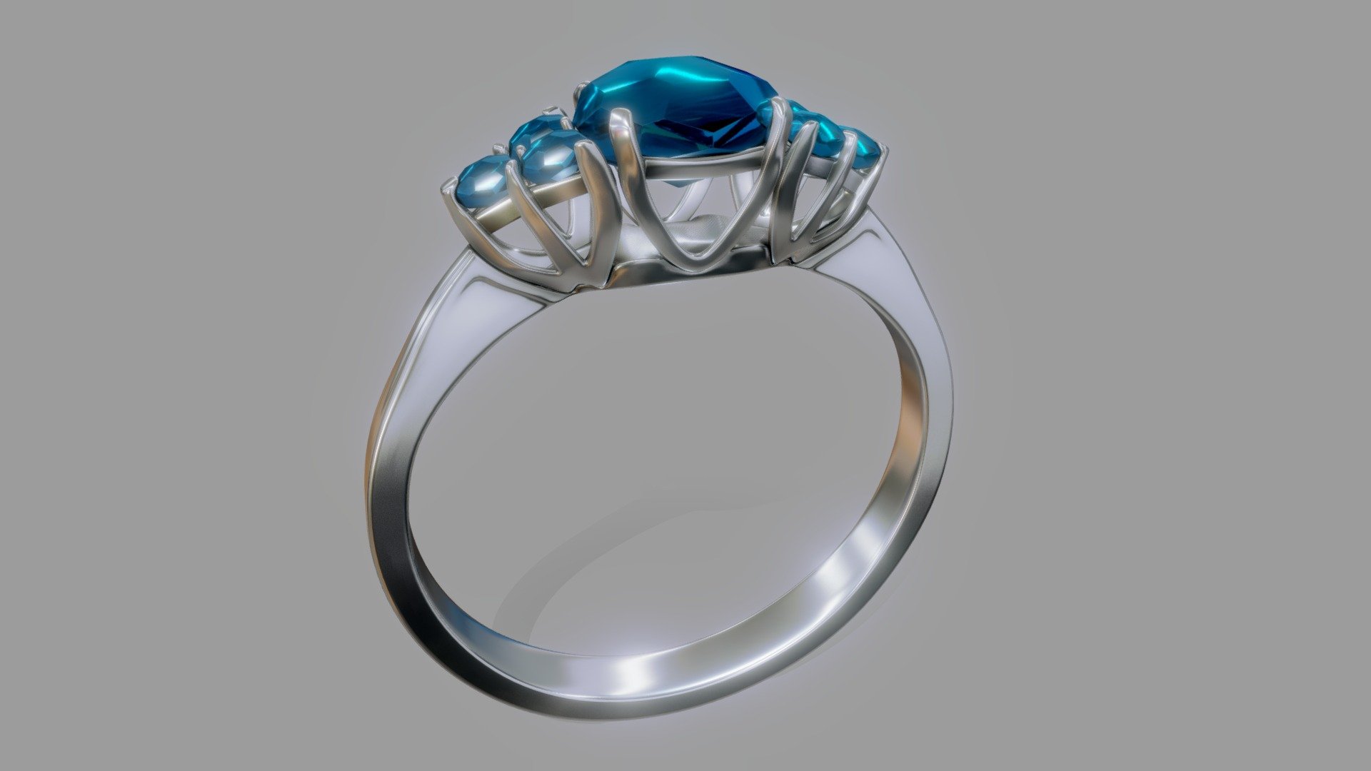 Silver ring with aquamarine - Buy Royalty Free 3D model by Dav1d ...