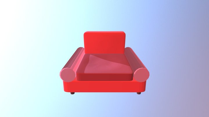 Low Poly Arm Chair. 3D Model