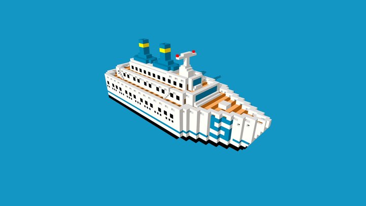 Cruise Ship - Voxel Art 3D Model